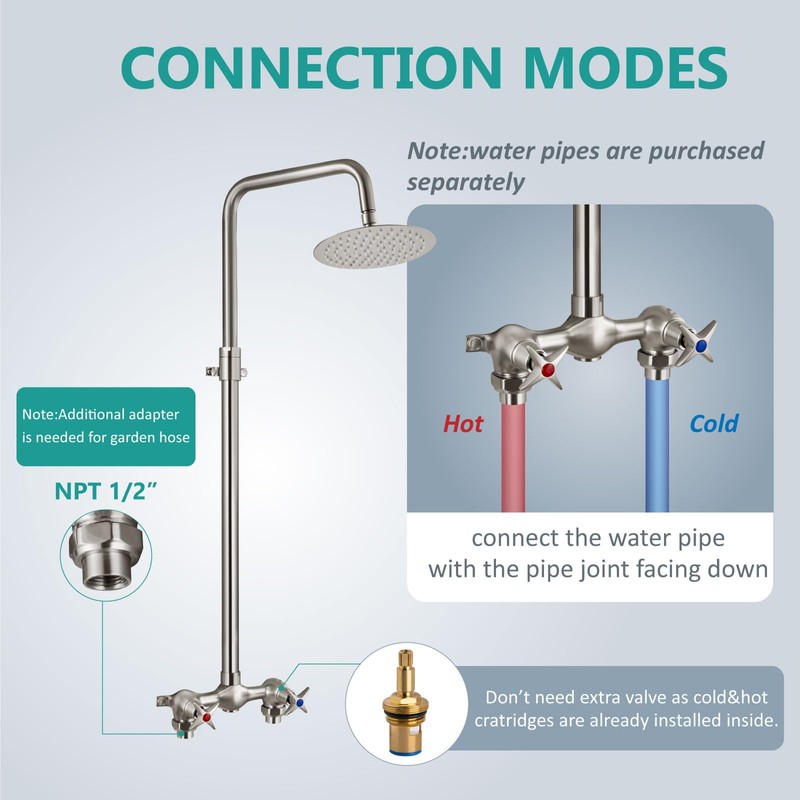 Aolemi Outdoor Shower Kit Outdoor Shower Fixtures Faucet System Double