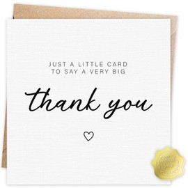 Thank You Card with Embossed Gold Sticker and Envelope – A Little Card To Say Big Thank You - Made in the UK