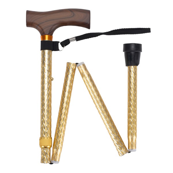 Scallop Etched Folding Cane Color: Gold