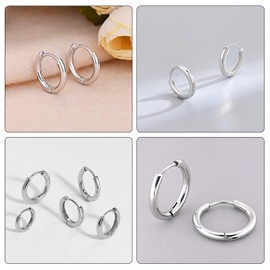 5 Pairs of Hoop Earrings Silver Small Earrings Silver Hoop Earrings Stainless Steel Women's Small Hoop Earrings Silver Hoop Earrings Silver Round 8/10/12/14/16 mm Men Women, Stainless Steel