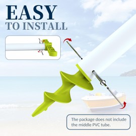 sailpref 2pack Dock Auger Kit, PA66+30% GF Handle and Auger for PVC Tubing Sandbar, Fits 1.5'' Schedule 40 PVC (ID 1.57''), Securing Your Boat, Green