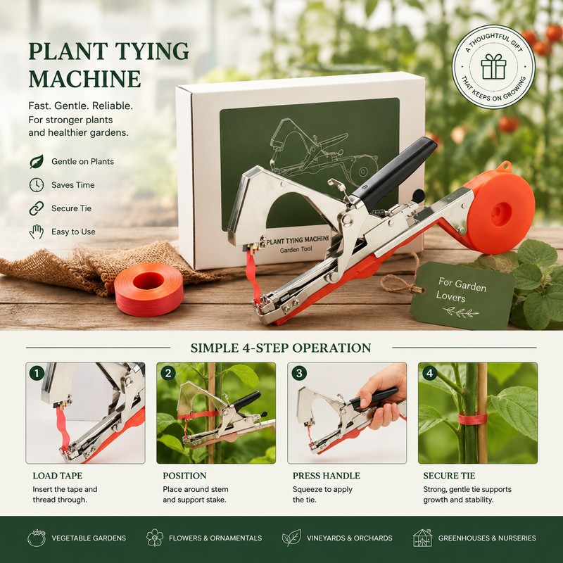 Plant Tying Machine for Garden Support – Handheld Tapener Tool
