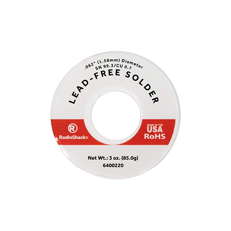 RadioShack SnCu 99.3/0.7 Lead-Free Solder, 0.062" Diameter - 3.0 oz.