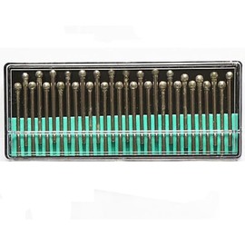 Grinding Needle Head 30 Pieces 150 Grit Diamond Burr Set for Carving Engraving Drilling Grinding Tools (Ball 4mm, Shank 3mm)