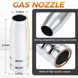 24PCS MIG Welding Gun Kit .030" Tip-Nozzle-Diffuser Replacement for MB15 MIG200 MIG130: 20pcs Contact Tips + 2pcs Gas Nozzles + 2pcs Gas Diffusers