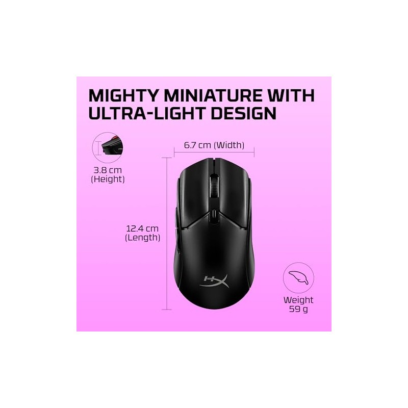 HyperX Mouse Pulsefire Haste 2 Mini - Inalámbrico para Juegos/Gaming,