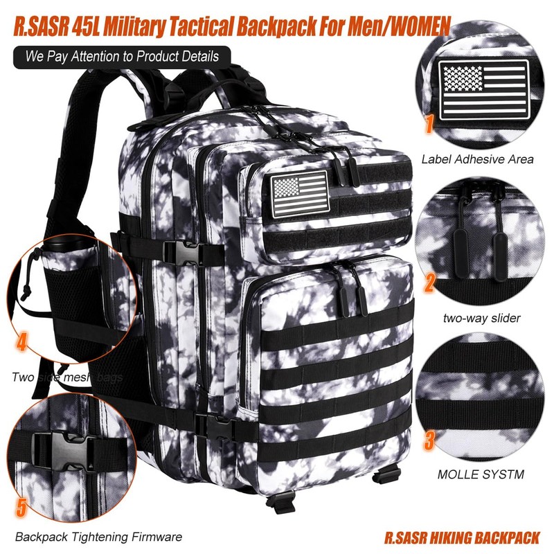R.SASR Military Tactical Backpack 45L Large Tactical Backpack for Men,