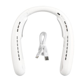 Hanging Neck Fans Portable Semiconductor Dual Cooling 3 Wind Speed Adjustable Mini USB Charging Neck Cooling Fan White