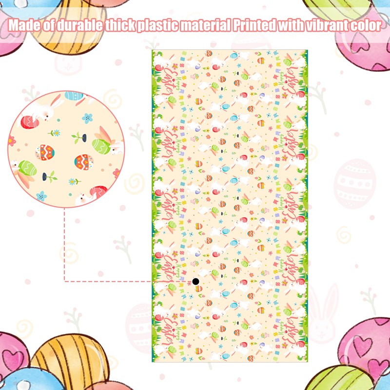 2pcs Easter Tablecloth, 107.87x53.94 Inch Plastic Easter Party Table Cloth