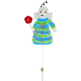 GURU SHOP Small Metal Coat Hook Angel 2, Turquoise, 22 x 9 x 4 cm, Clothes Hook for Kids