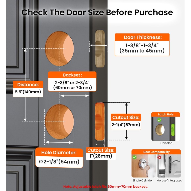 Veise Keyed Alike Door Knob & Single Cylinder Deadbolt Set,