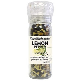 Cape Herb & Spice - Table Top Grinder - Lemon Pepper Seasoning, No MSG, no artificial flavouring, Non-GMO, Halal, Vegan, 6 Count of 64g