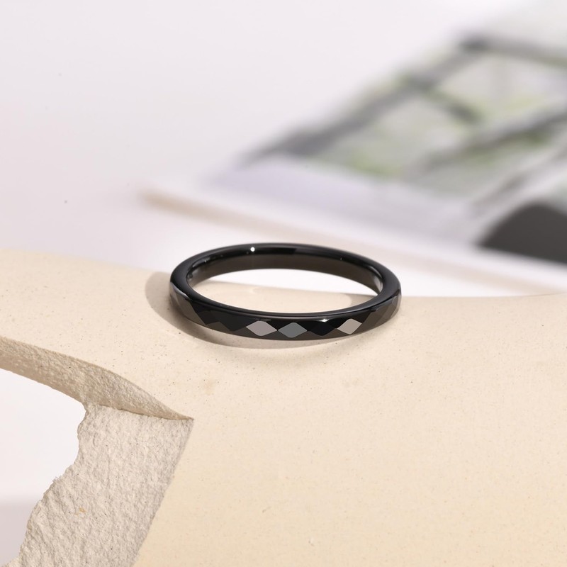 2mm 3mm 4mm 6mm 8mm Black/White Ceramic Rings for Men