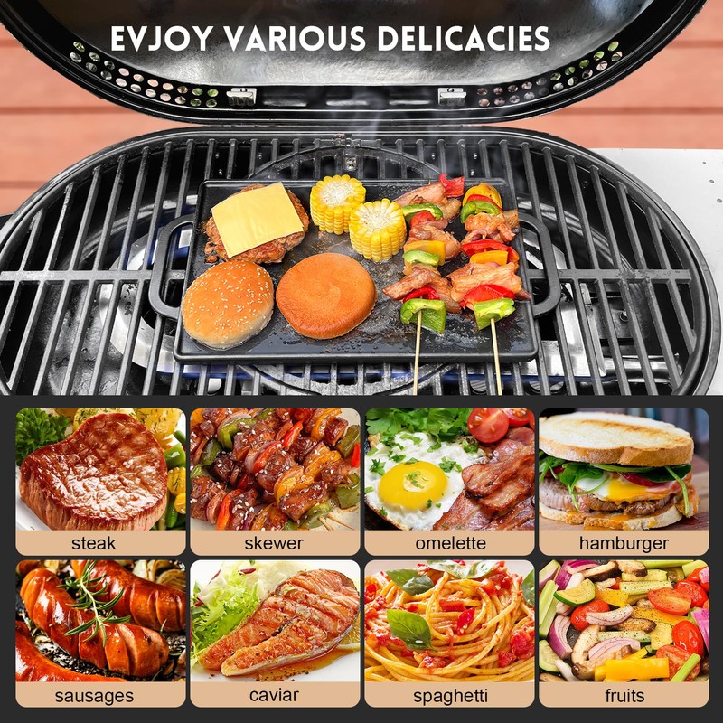 GGC Cast Iron Reversible Grill Griddle for Stove Top, Flat