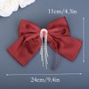 Jumwrit Big Red Satin Hair Bow Clip Sparkly Rhinestone Long