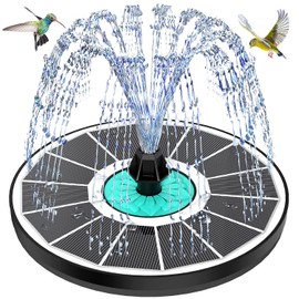 GAIZERL Solar Fountain Cyan Flower, Upgrade 3.5W Solar Bird Bath Fountains, Solar Powered Water Fountain with 7 Nozzles, 4 Fixed Pipes for Hummingbirds, Bird Bath, Garden, Pool, and Pond