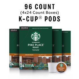 Starbucks&reg; Starbucks K-Cup Coffee Pods, Medium Roast Coffee, Pike Place Roast for Keurig Brewers, 100% Arabica, 4 boxes (96 pods total)