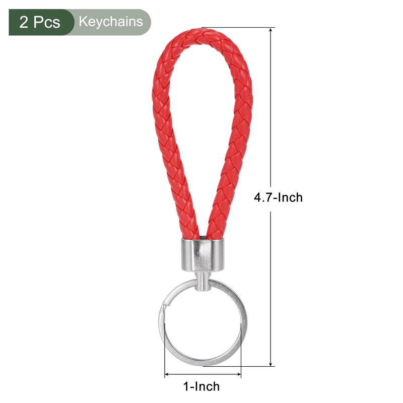 YOKIVE 2 Pcs Braided Leather Keychains, Home PU Keys Ring