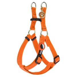 PUPTECK No Pull Dog Harness Soft Adjustable Basic Nylon Step in Puppy Vest Outdoor Walking with ID Tag and A-ir Tag Case, Orange, L