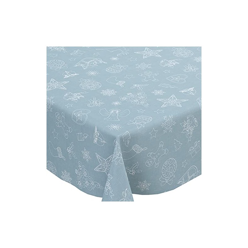 Karina Home Christmas Festive Linen Look PVC Wipe Clean Tablecloth