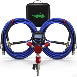 MILADO 4 Tire Inflation Deflation System, 4 Tire Air Up Down System, Off Road Tire Inflator with Gauge, Tire Inflator Hose, Air Down Tire Deflators Kit for Trucks Jeeps Fits Up to 155" Wheelbase