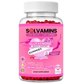 SOLVAMINS Liposomal Glutathione Gummies | 1000mg L-Glutathione with Vitamin C, Hydrolyzed Collagen & Hyaluronic Acid | Strawberry Flavour | Beauty Support | 60 Gummies