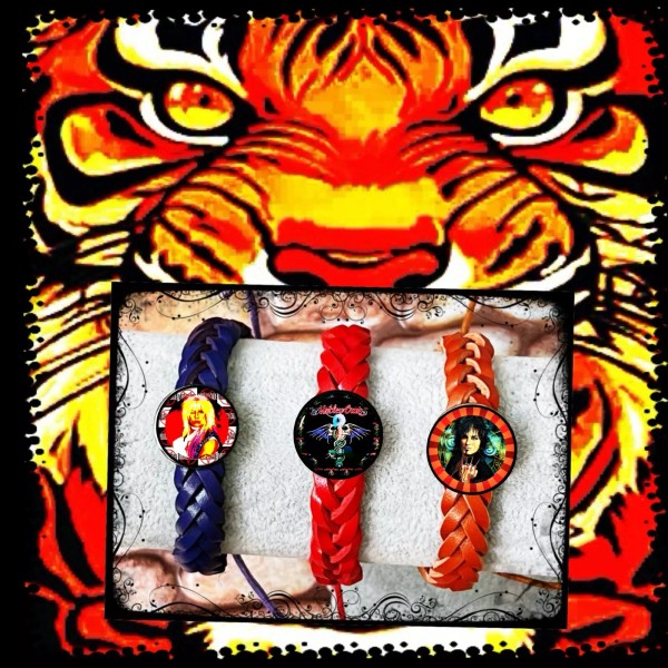 MOTLEY CRUE THREE LEATHER BRACELETS HEAVY METAL ACCESSORIES 🤘