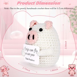 Maziky Funny Positive Pig Cute Crochet Pig Decor with Positive Affirmations Cards for Cheer Up Novelty Gifts