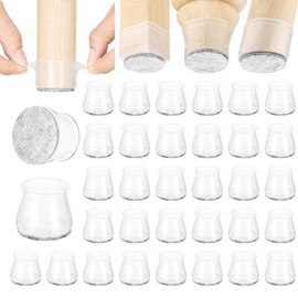 Aneaseit Chair Leg Floor Protectors - 32 pcs Clear - Felt Bottom Silicone Pads for Hardwood Floors & Furniture Feet - Rubber Caps for Chairs - Medium