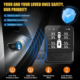 AUTOSIRS RV Tire Pressure Monitoring System, with 4 Sensors, TPMS, Smart Sensors, Trailer Tire Pressure Monitoring System for RV Travel Trailer Camper Compatibility Exceeds Industry Standards