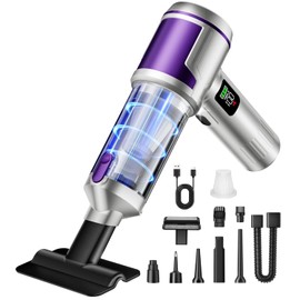 Handheld Car Vacuum Portable Cordless, Hand held Vacuum Cleaner & 22000 Pa High-Power Suction Air Duster for Car Cleaning, Home, Office, Pet Hair | Multi-Nozzle, Washable Filter, LED Light