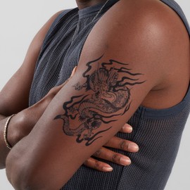 Inkbox Temporary Tattoos, Extra-Large Semi-Permanent Tattoo, One Premium Easy, Long Lasting, Water-Resistant Temp Tattoo with For Now Ink - Lasts 1-2 Weeks, Mythology Tattoo 5.5x9 in, Dragon Tail