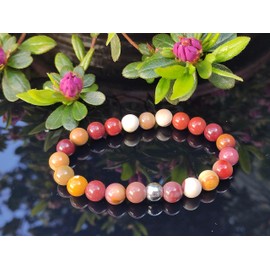 ZILALI Crystal Gemstone Beaded Bracelet, Natural 8mm Stone Bracelet for Women or Men Reiki Chakra Crystal Healing Bracelet for Gift Natural Mookaite