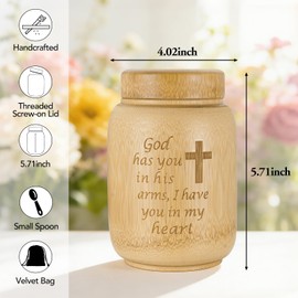 5.7 Inches Medium Urns for Human Ashes Keepsake Bamboo Cremation Urn for Adult Male Female Tree of Life Memorial Decorative Funeral Urn for Women Men