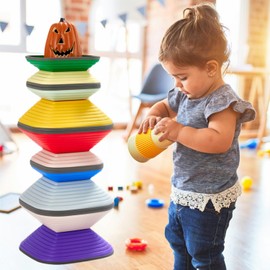 safisipapa 10PCS Stepping Stones for Kids, Durable & Wear-Resistant Toddler Stepping Stones in Cute Rinbow Colors, Perfect Kids Stepping Stones for Play & Balance Fun