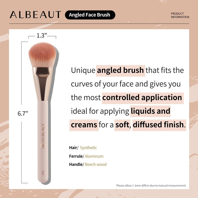 Liquid Blush Brush Angled for Cheek Makeup,Cream Foundation Contour Bronzer