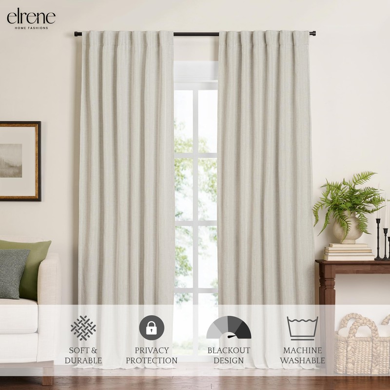Elrene Home Fashions Harrow Solid Texture Blackout Single Window Curtain