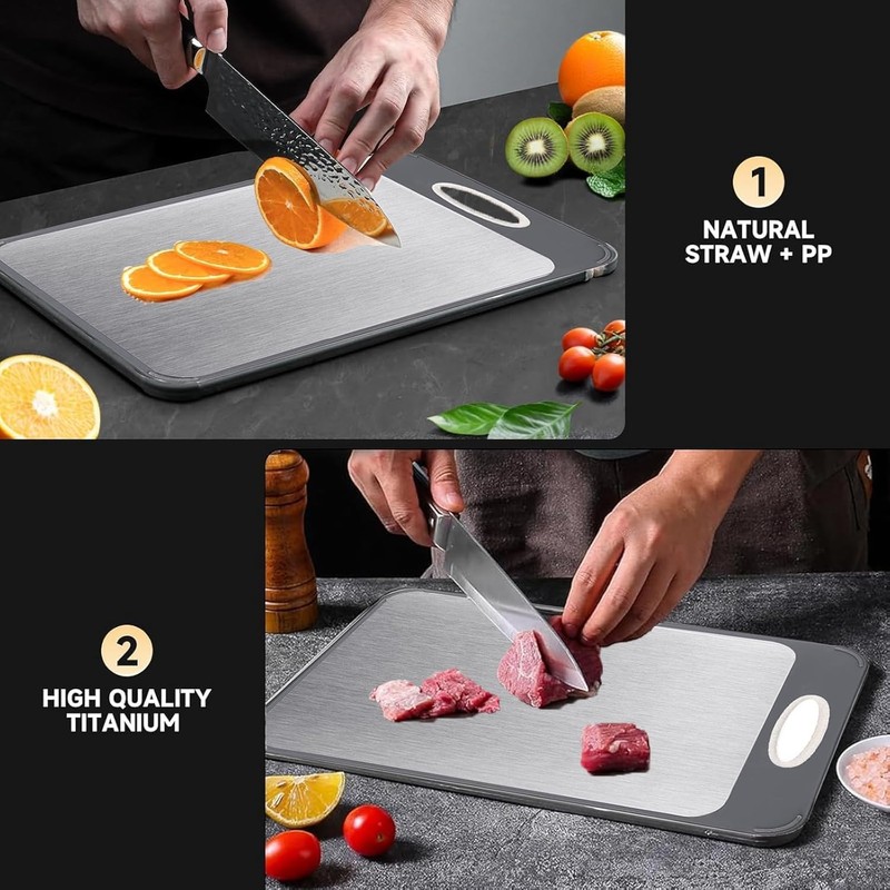 Double-Sided Chopping Board, Titanium Chopping Boards, Cutting Board, Stainless Steel,