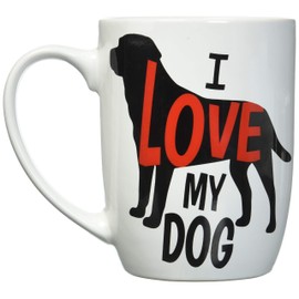 PetRageous 16048 I Love My Dog Stoneware Mug 4-Inch Diameter and 5-Inch Tall Mug with 24-Ounce Capacity and Dishwasher and Microwave Safe, White