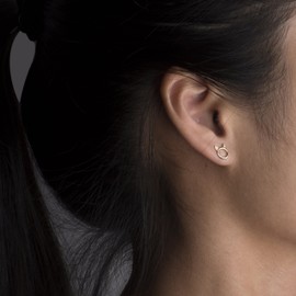 Meow Star Cat Stud Earrings Sterling Silver Tiny Small Cute cat Earrings Cubic Zirconia Earrings for Women (Rose Gold)