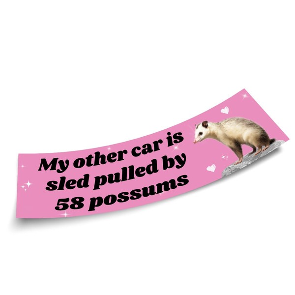 TAYTA Pink Possums Cartoon Bumper Stickers, 11x3in, Matte Finish, Polyurethane