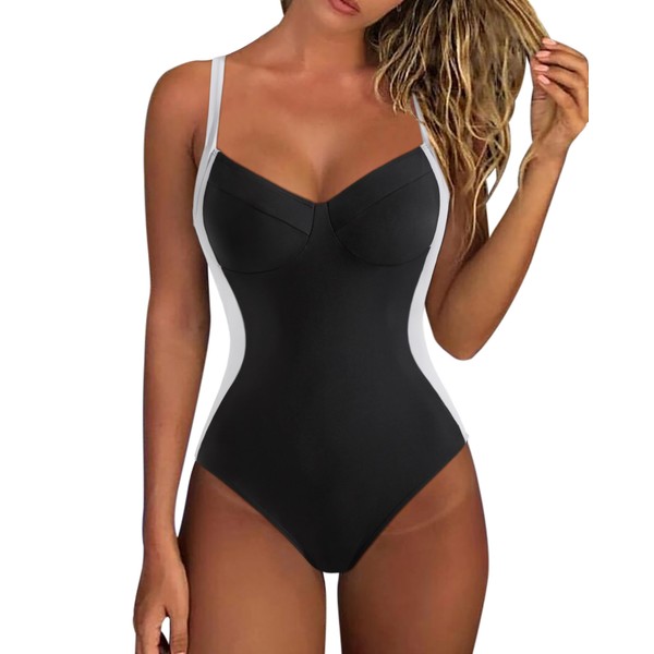RXRXCOCO Women's V-neck swimsuit, tummy control, push-up shape, swimwear, backless