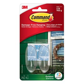 Command 3M Ganchos Adhesivos Removibles para Exteriores, Grandes, Transparentes, 2 und por paquete, Decora sin dañar tus paredes