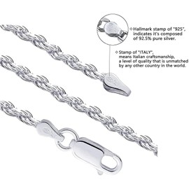 Savlano 925 Sterling Silver Rope Chain Bracelet For Women & Men - Made in Italy Comes With a Gift Box (7, 1.8mm)