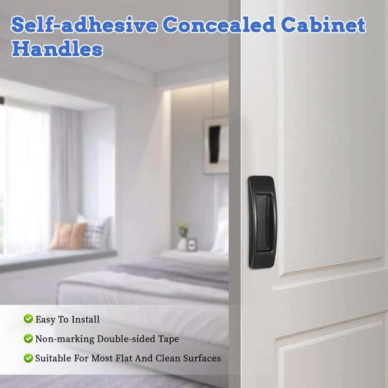 simarro 4PCS Self-Stick Drawer Handle, Push Pull Helper Black Screen