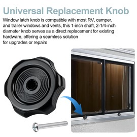 perilla para ventana de RV y ventilación para ventanas de RV/caravana/remolque, 20345 para caravana, manivela de ventana de caravana, perilla de repuesto de plástico con tornillos, ventanas y rejillas