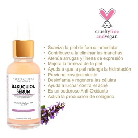 Bakuchiol Elixir En Gel Elimina Manchas Y Arrugas 35ml Tipo de piel Cutis Graso Mixto Nuestra Tierra Cosmética