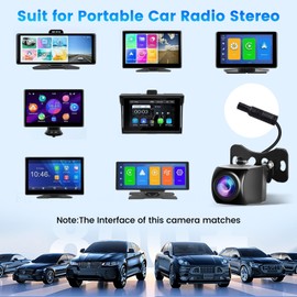 Inefala [for Portable Car Radio] 4 Pin Upgrade AHD 1080P Backup Camera, Camera for Carplay Screen 2.5mm Jack Backup Camera 2.5mm Jack Dash Cam Reverse Camera Cable,23 Ft 4 Pin to 2.5mm Male Plug