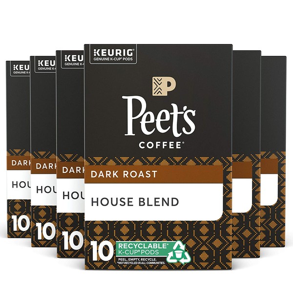 Peet's Coffee House Blend, Dark Roast, 60 Count Single Serve K-Cup Coffee Pods for Keurig Coffee Maker