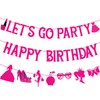 Let's Go Party Happy Birthday Banners for Women, Hot Pink